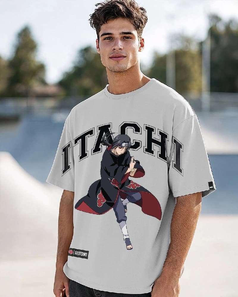 Men's Grey Casual Printed Oversized Fit Tshirt