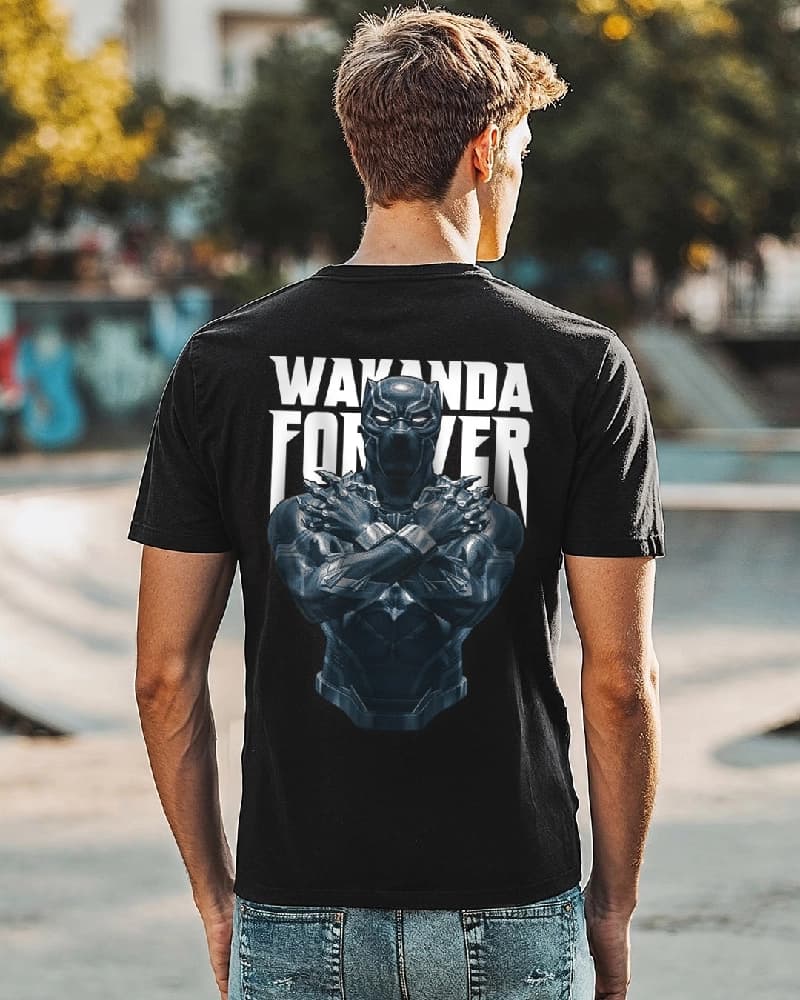 Men's Black Casual Printed Regular Fit Tshirt