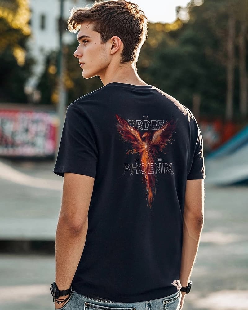 Men's Blue Casual Printed Regular Fit Tshirt