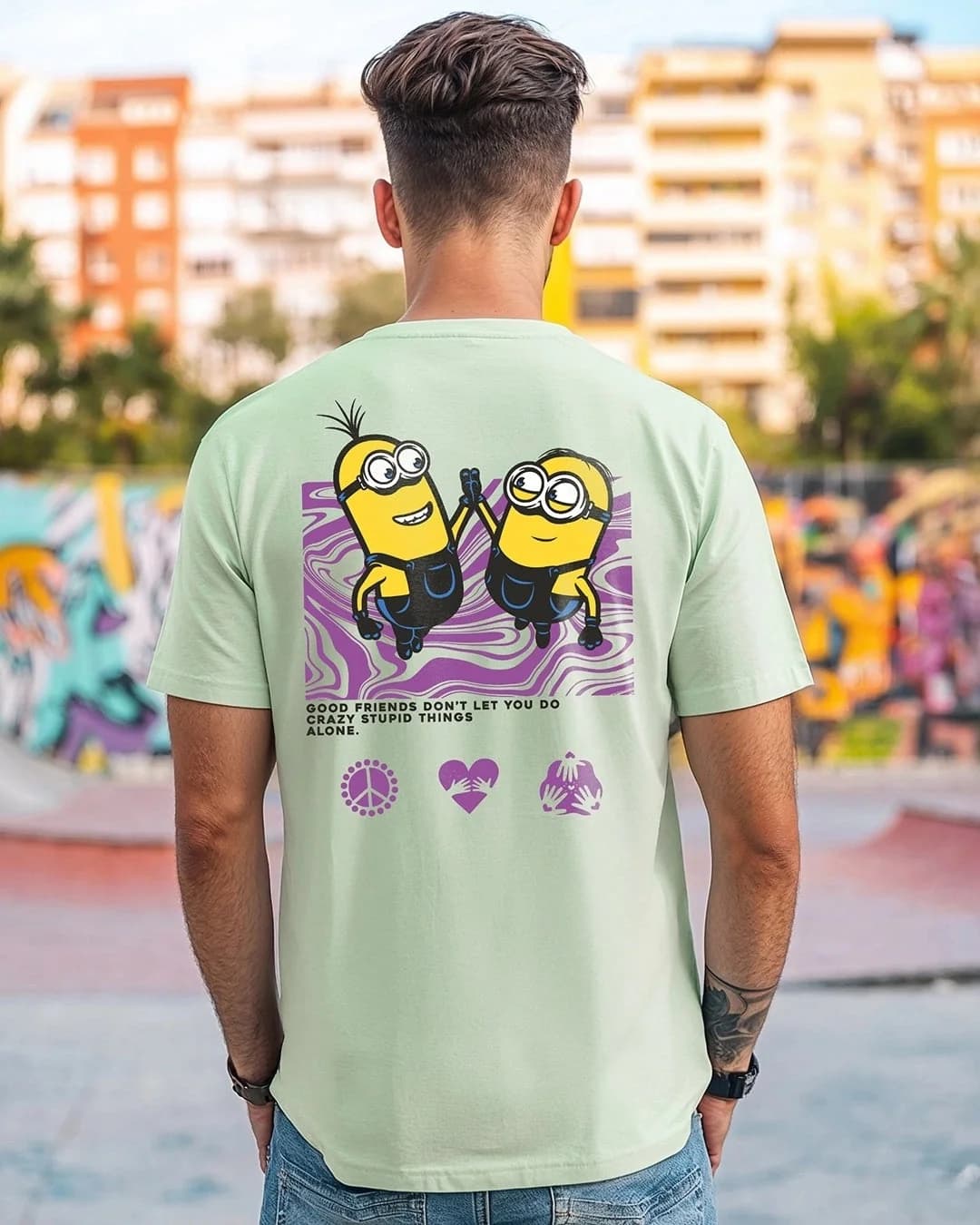Men's Green Casual Printed Regular Fit Tshirt