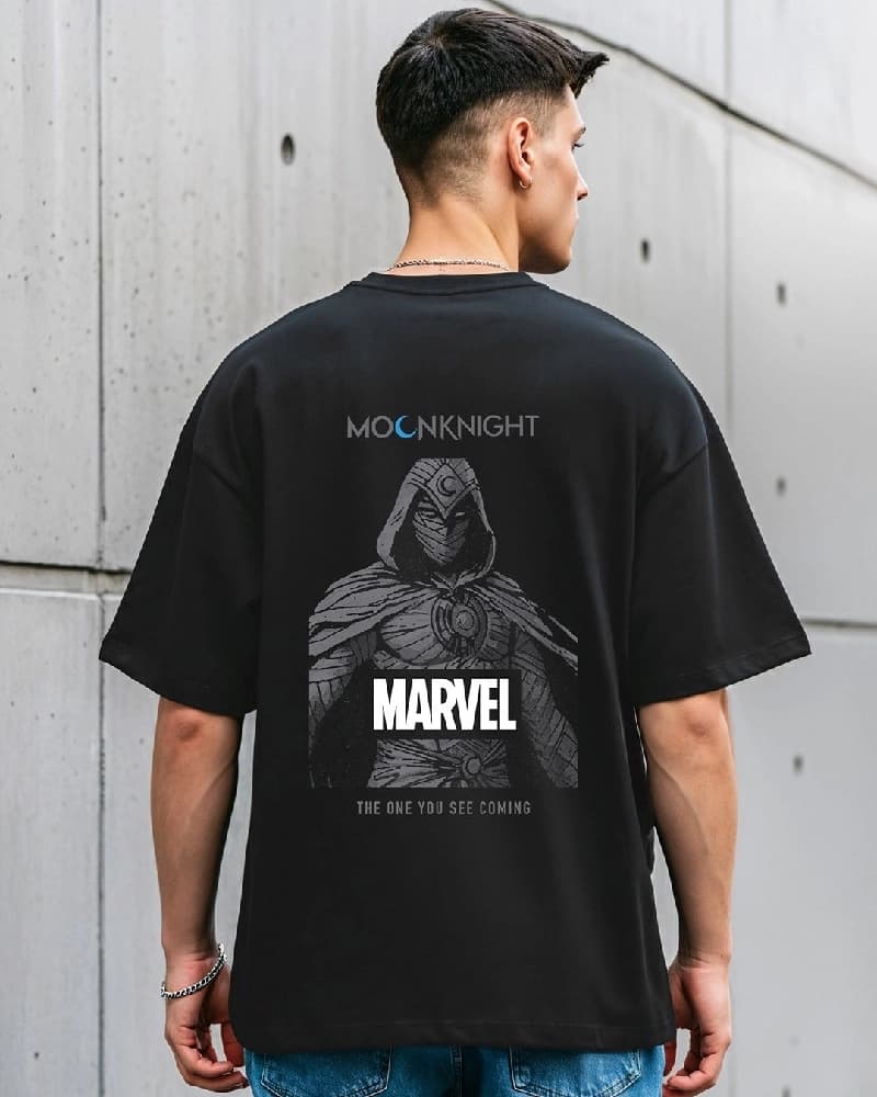 Men's Black Casual Printed Oversized Fit Tshirt