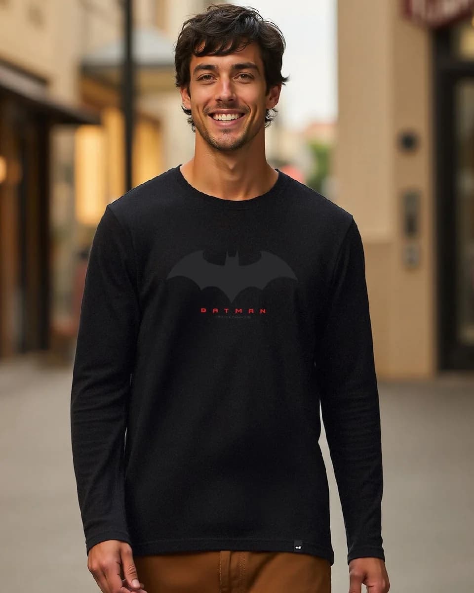 Men's Black Casual Printed Regular Fit Tshirt