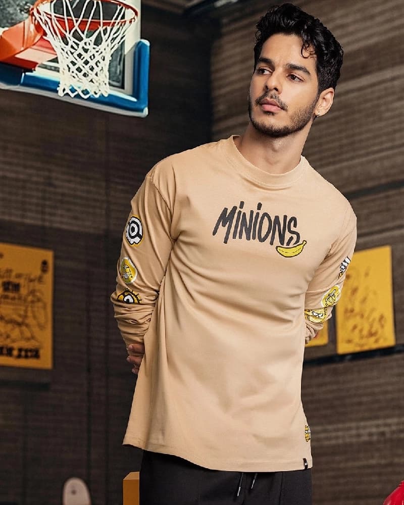 Men's Brown Casual Printed Oversized Fit Tshirt