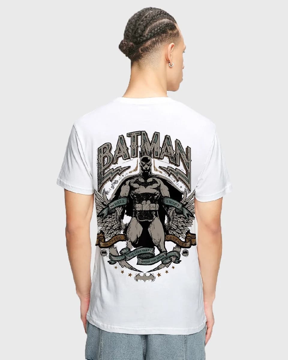 Men's White Casual Printed Regular Fit Tshirt