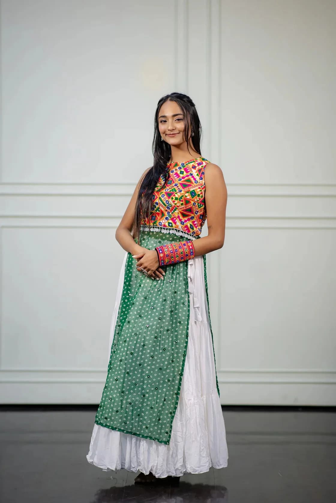 Women's Green Festive Kurti
