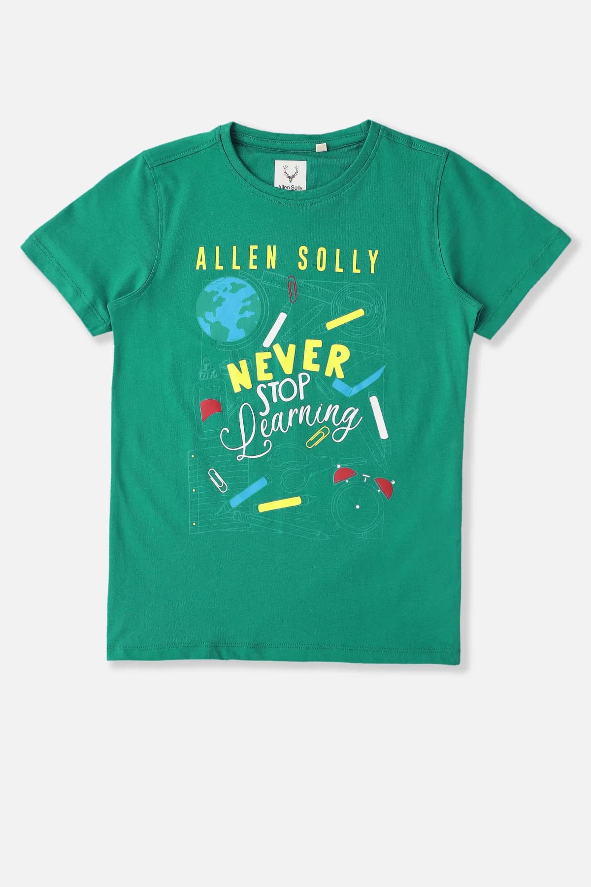 Boys Green Casual Printed Regular Fit Tshirt