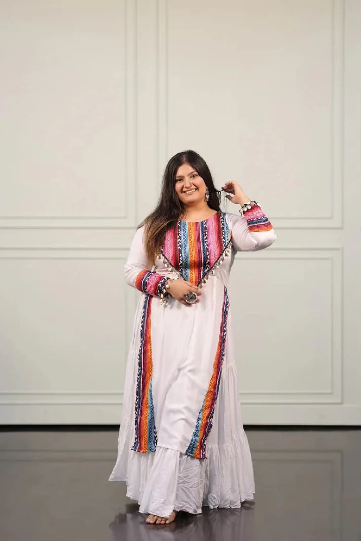 Women's White Festive Kurti