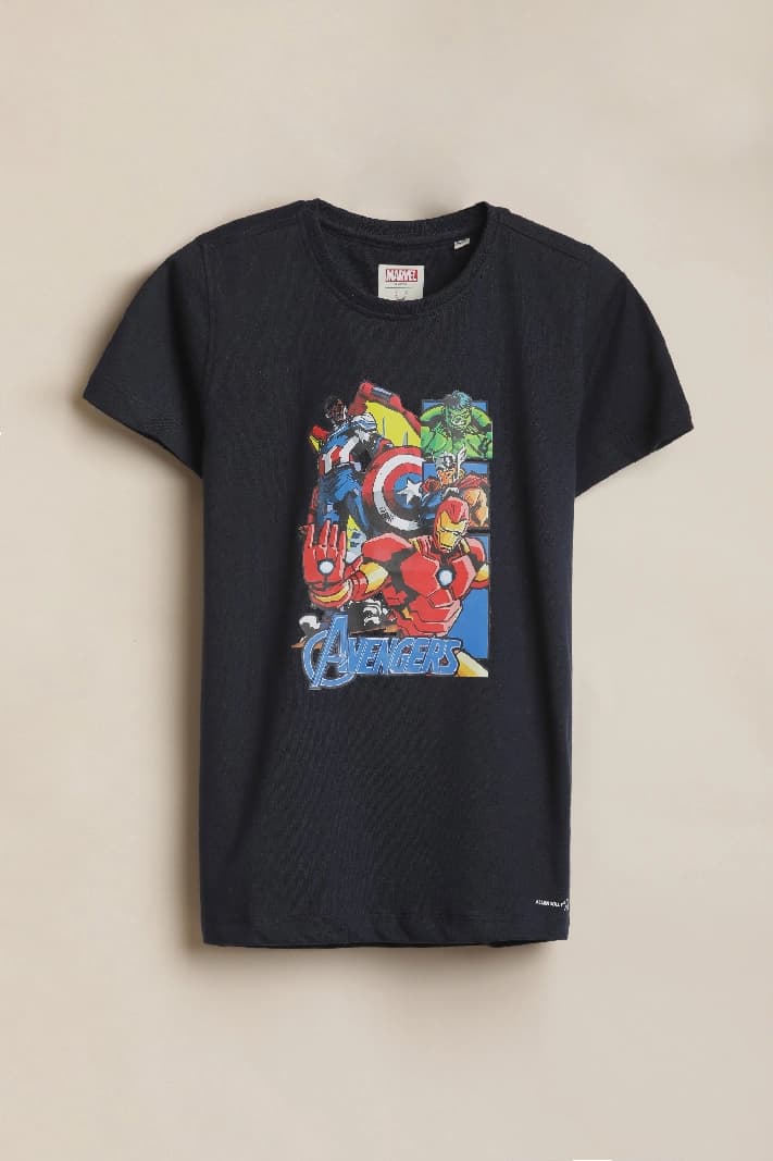 Boys Black Casual Printed Regular Fit Tshirt
