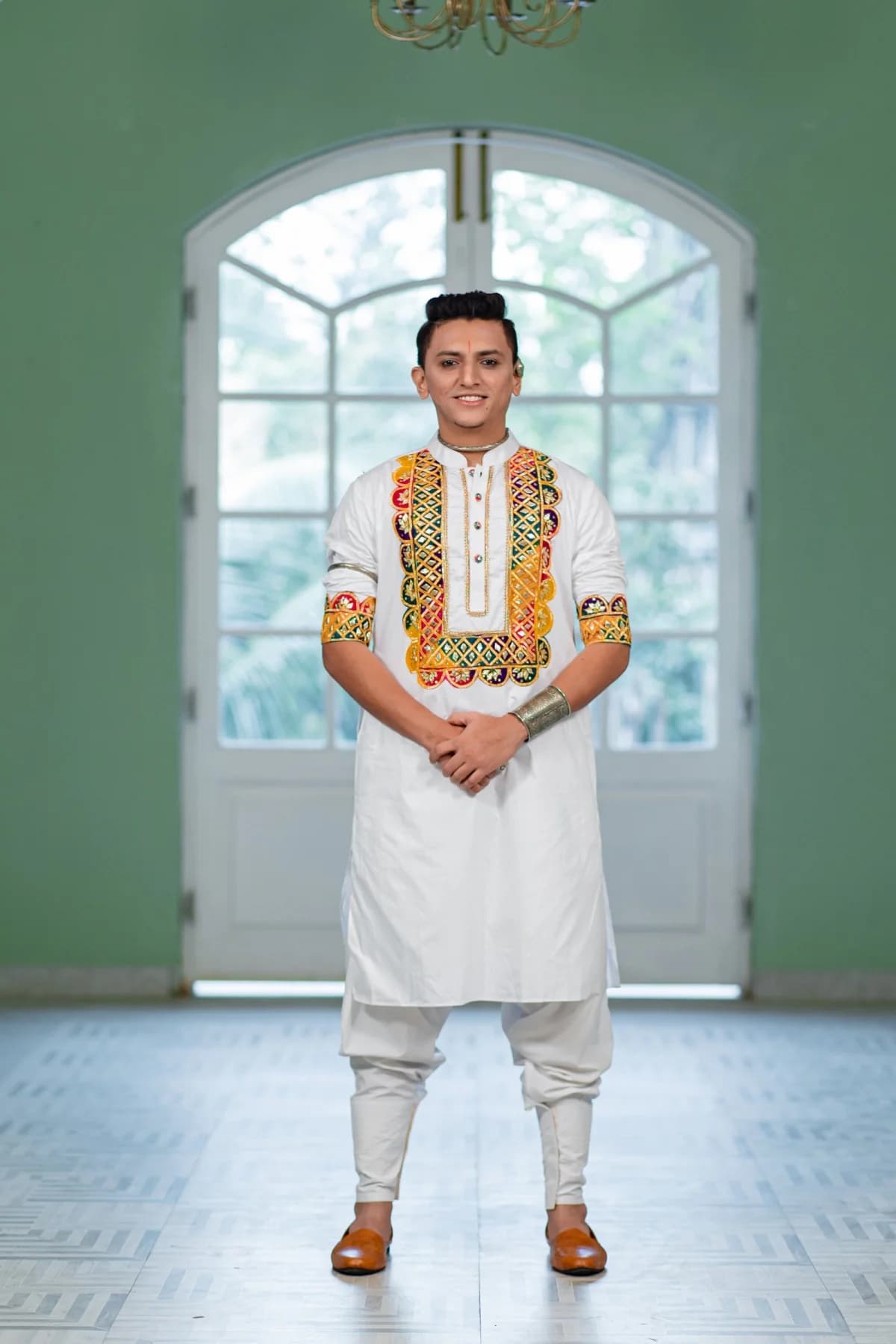 Men's white Festive Regular Fit Cotton Kurta