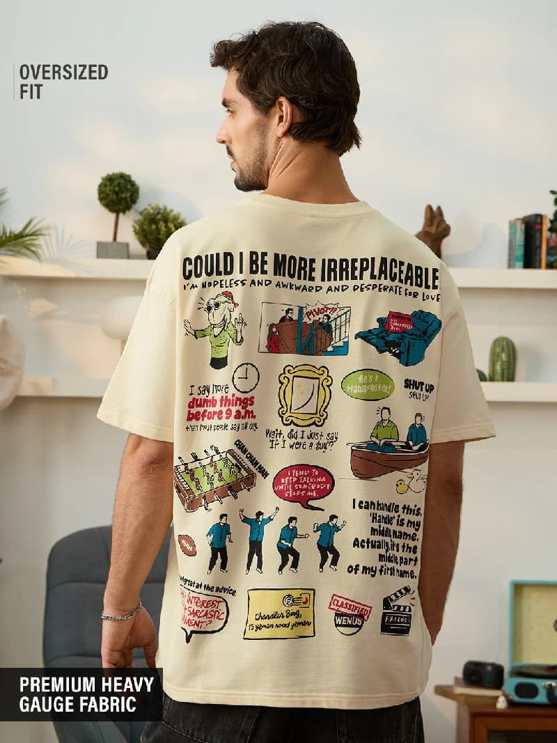 Men's Beige Casual Oversized Fit Tshirt
