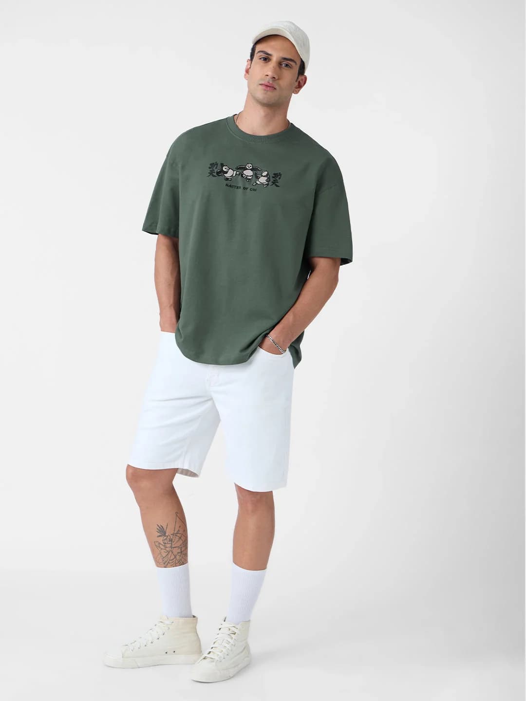 Men's Green Casual Oversized Fit Tshirt