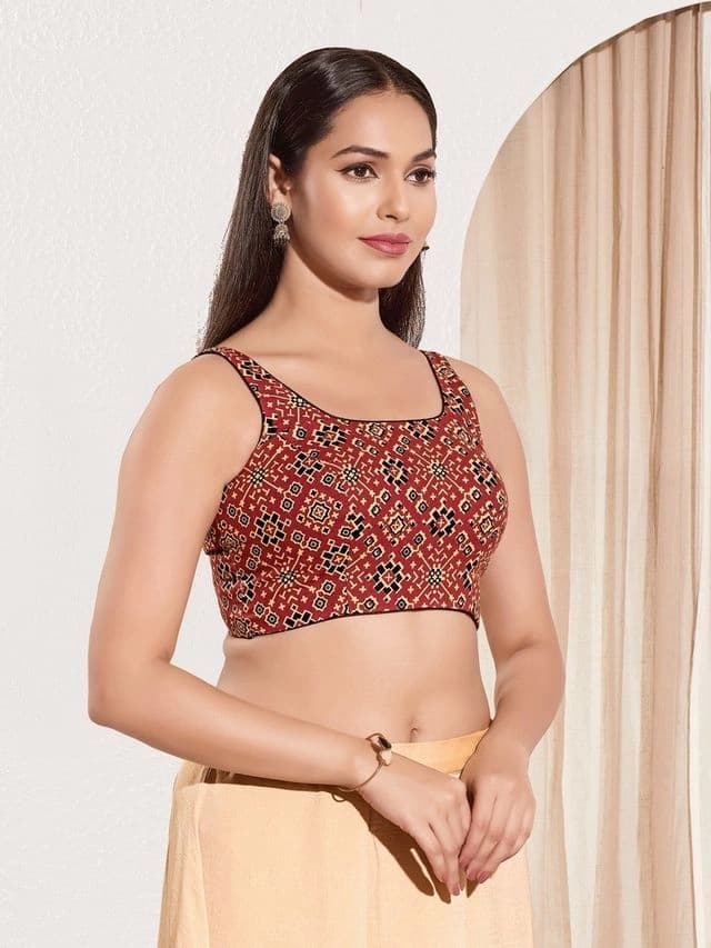 Women's Red Festive Regular Fit Blouse