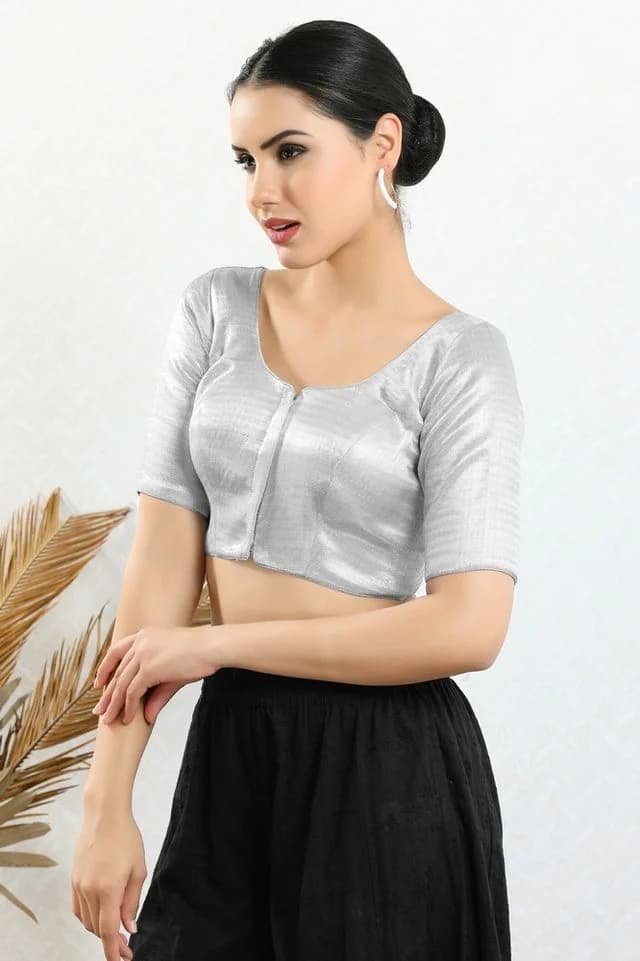 Women's Silver Festive Regular Fit Blouse