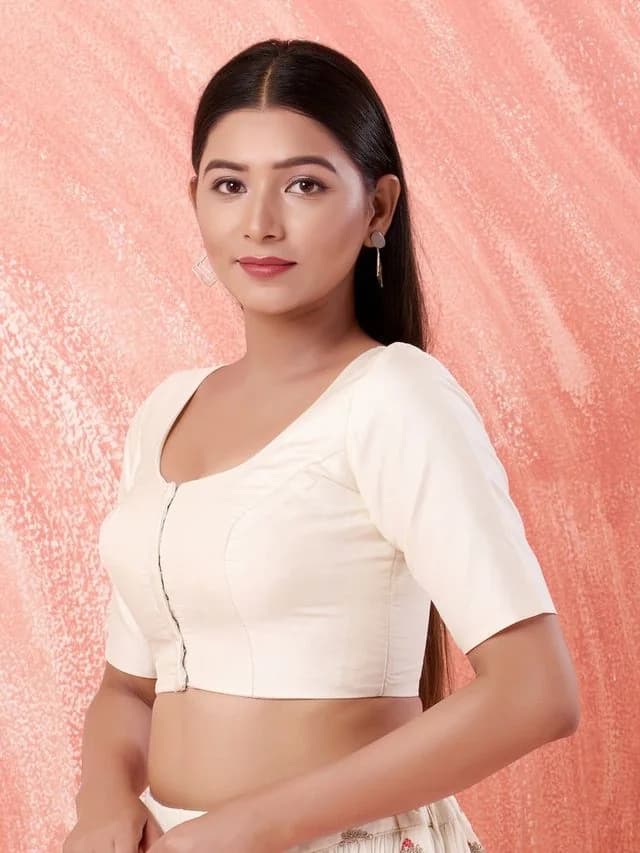 Women's White Festive Regular Fit Blouse