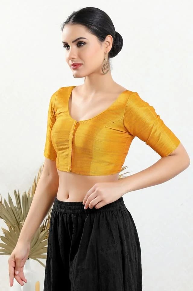 Women's Yellow Festive Regular Fit Blouse