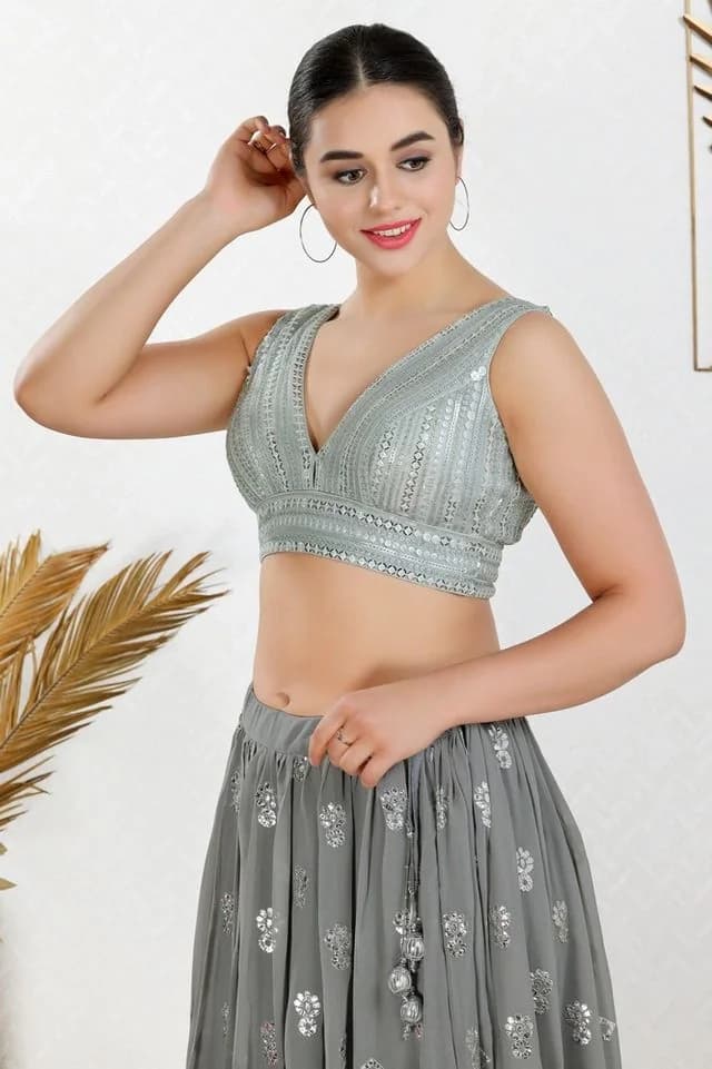 Women's Silver Festive Regular Fit Blouse