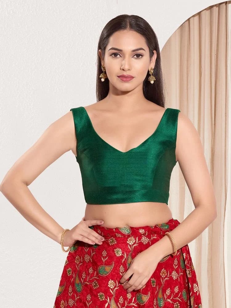 Women's Green Festive Regular Fit Blouse