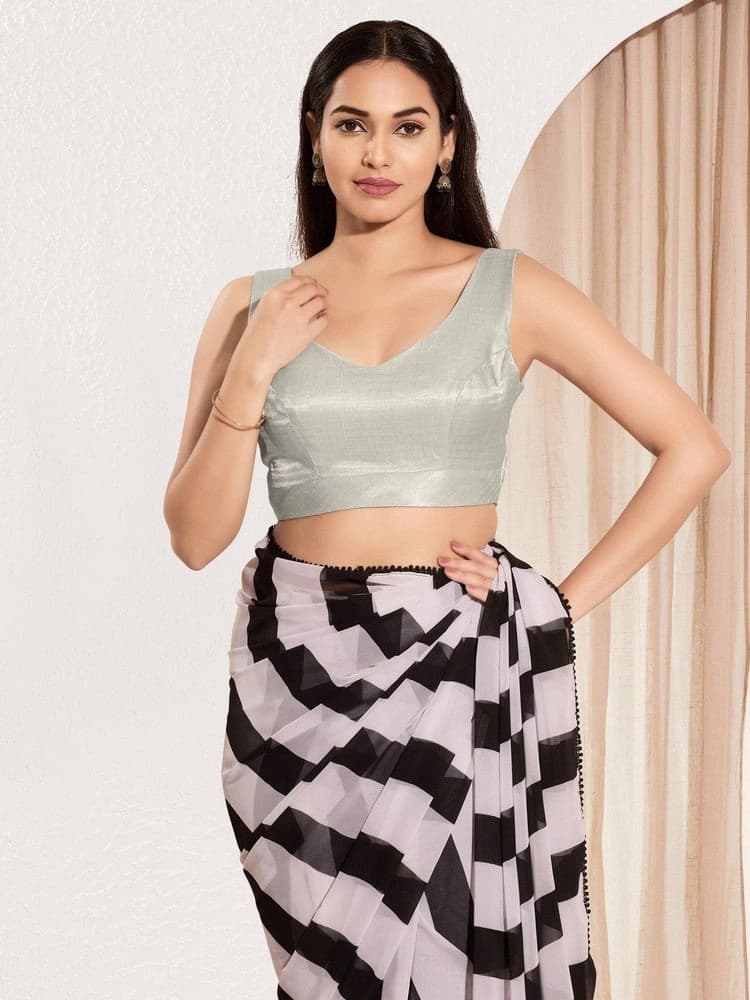Women's Silver Festive Regular Fit Blouse