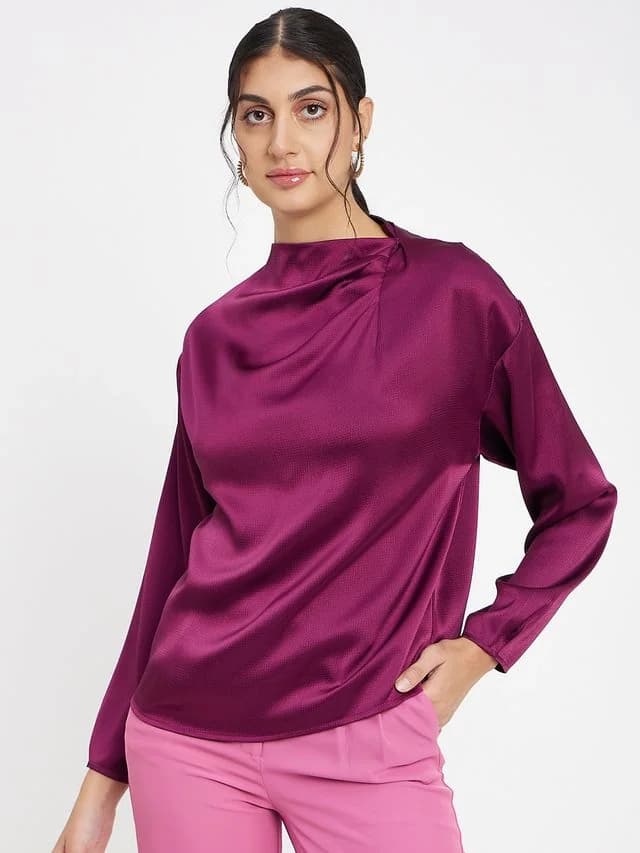 Women's Red Casual Solid Regular Fit Top