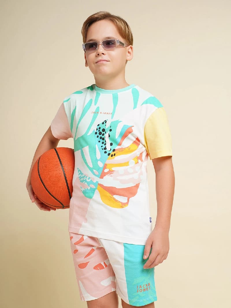 Boys Multicolor Printed Regular Fit Casual Tshirt