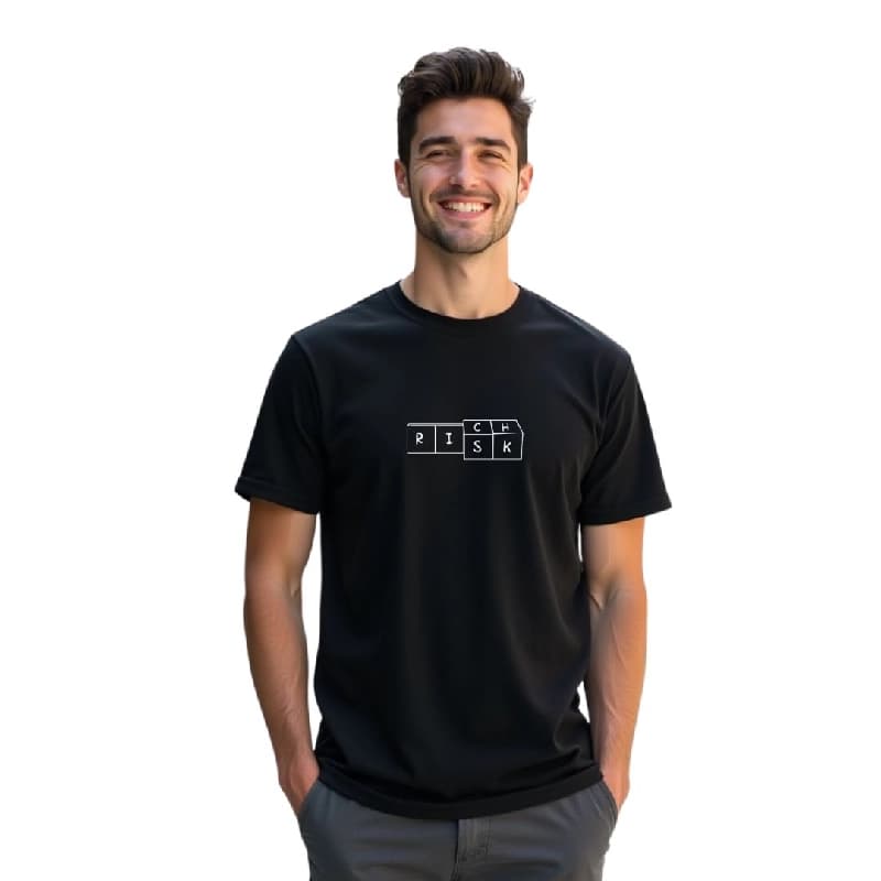 Men's Black Casual Printed Regular Fit Tshirt