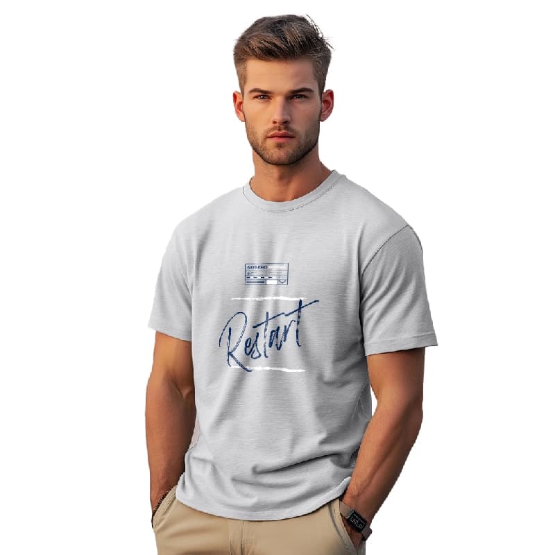Men's Grey Casual Printed Regular Fit Tshirt