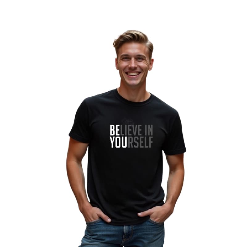 Men's Black Casual Printed Regular Fit Tshirt