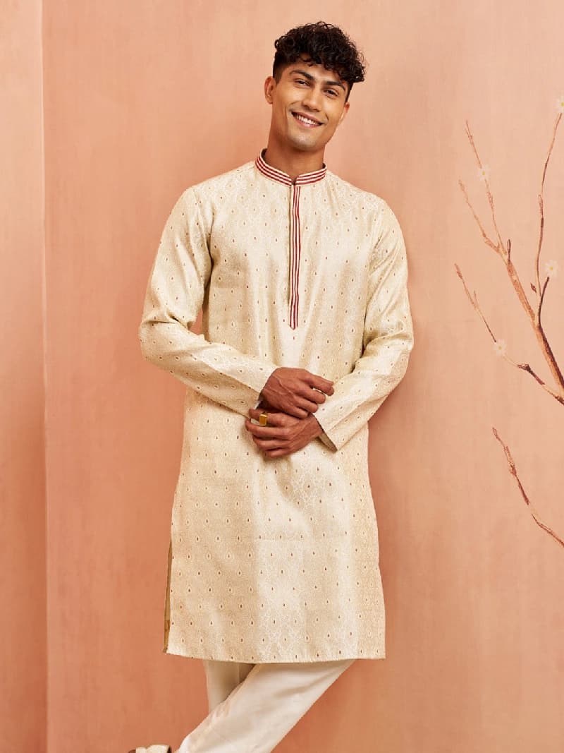 Men's Beige Festive Kurta