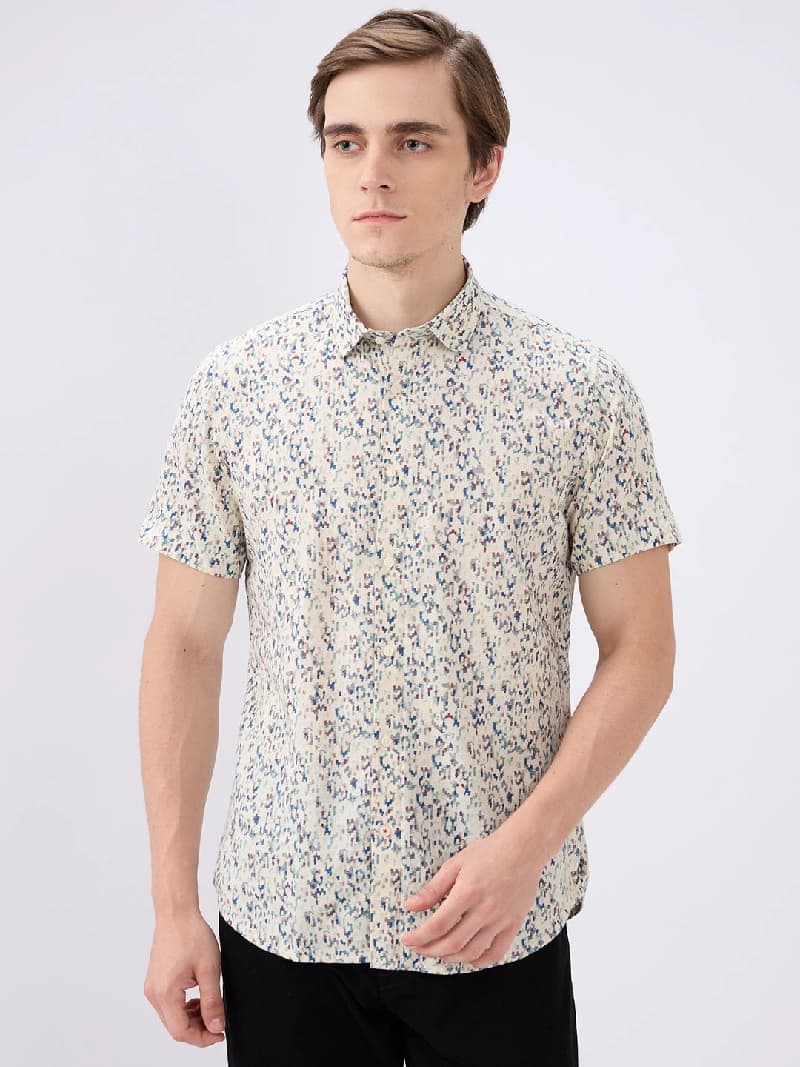 Men's Multicolor Casual Printed Slim Fit Shirt