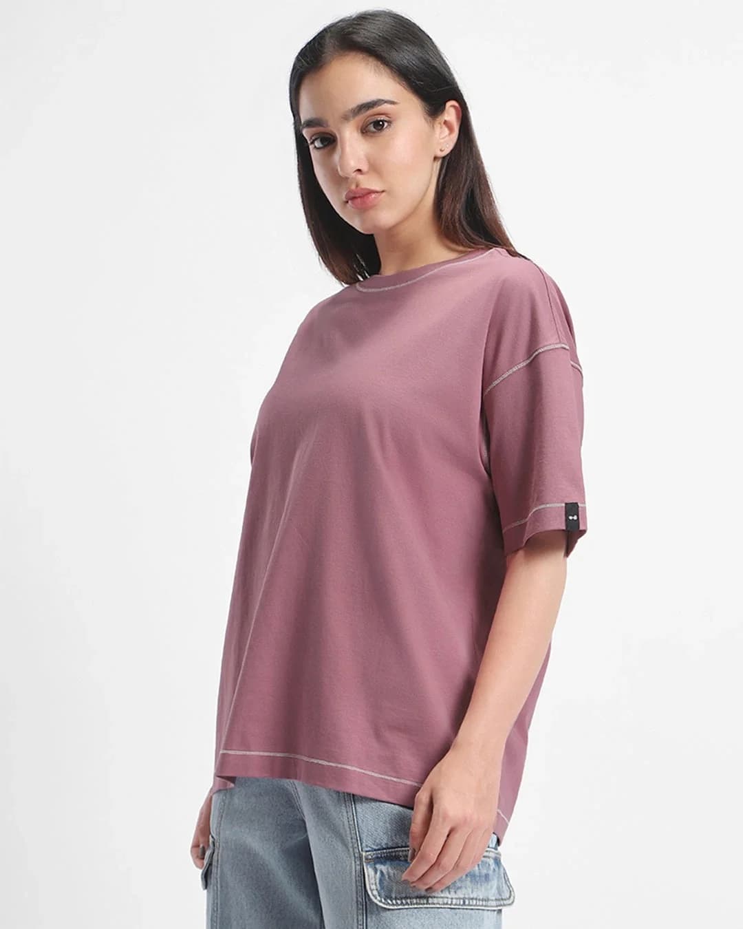 Women's Purple Casual Oversized Fit Tshirt