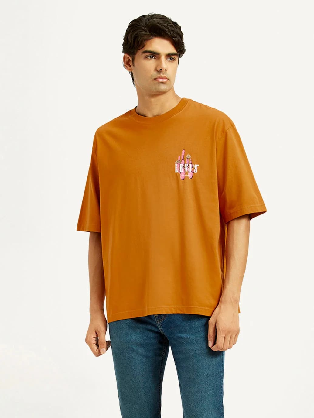 Men's Brown Casual Printed Regular Fit Tshirt