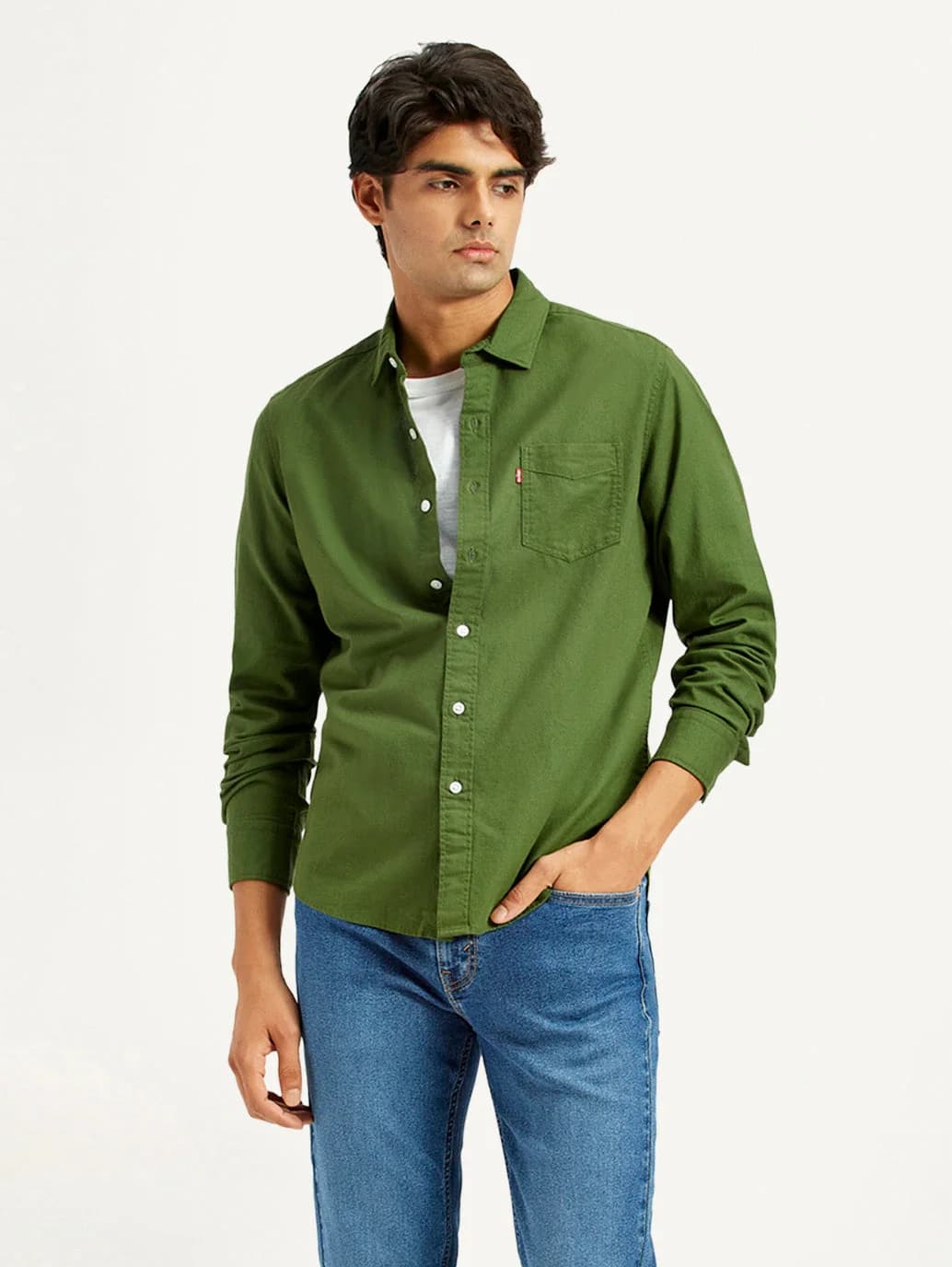 Men's Green Casual Slim Fit Cotton Shirt