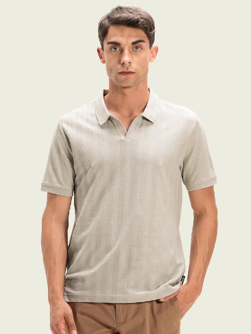 Men's Grey Casual Solid Regular Fit Polo Tshirt