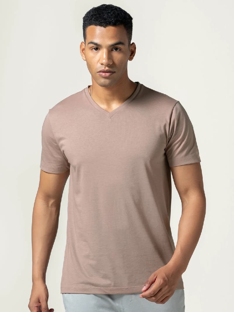 Men's Pink Casual Solid Regular Fit Tshirt