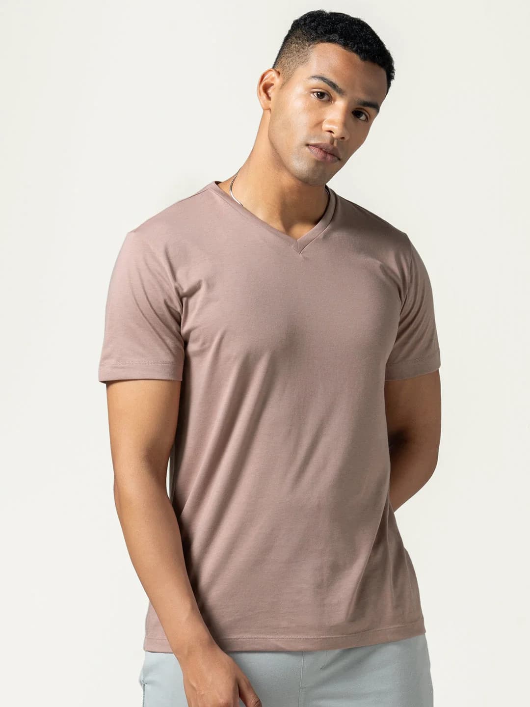 Men's Pink Casual Solid Regular Fit Tshirt