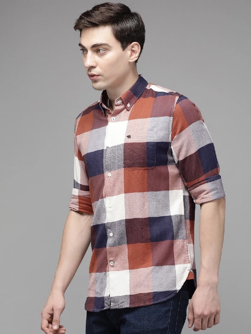 Men's Multicolor Casual Checked Slim Fit Cotton Shirt
