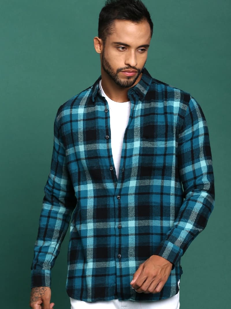 Men's Multicolor Casual Checked Slim Fit Shirt