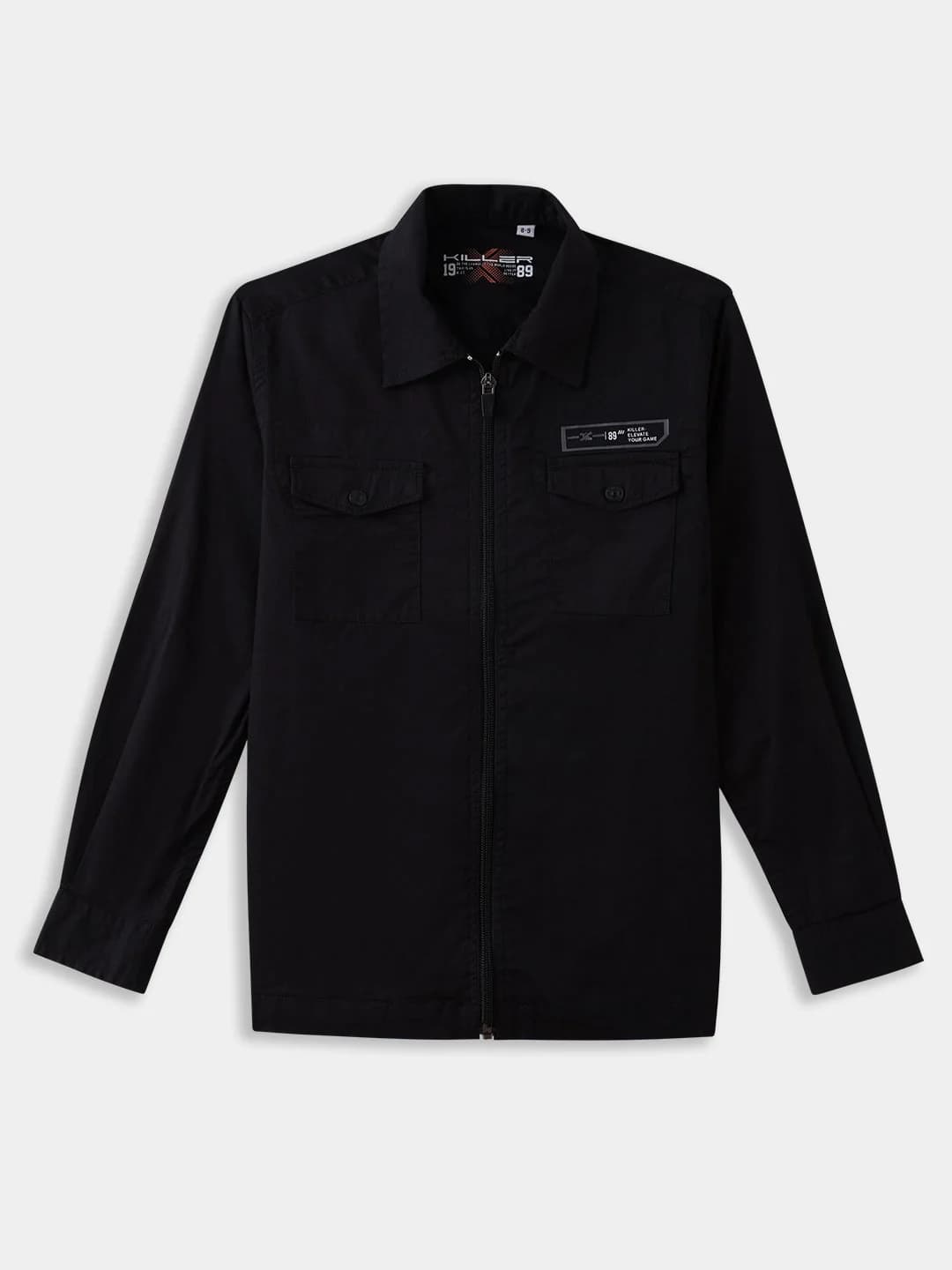Boys Black Casual Full Sleeves Solid Regular Shirt