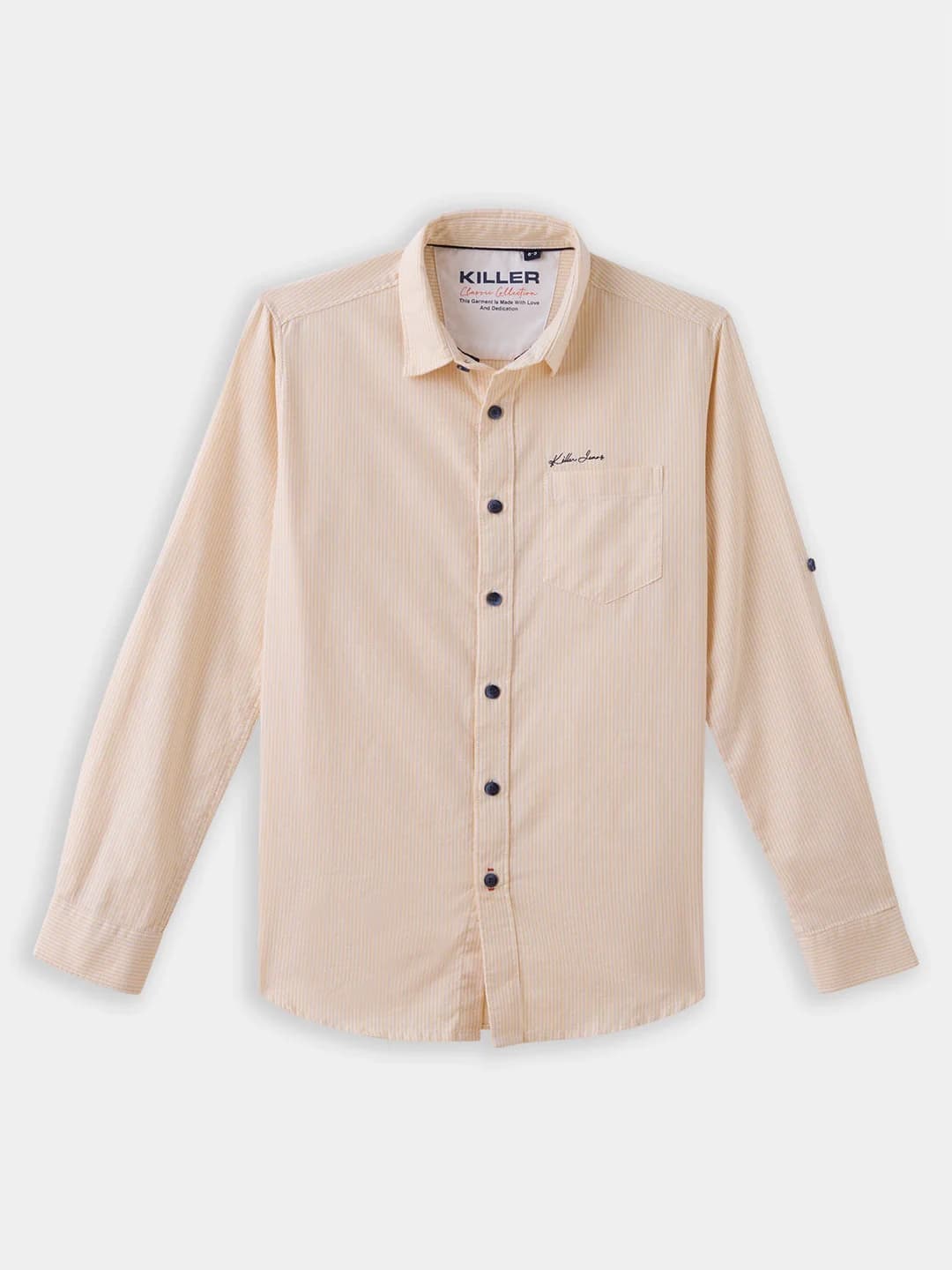 Boys Yellow Casual Full Sleeves Striped Oxford Shirt
