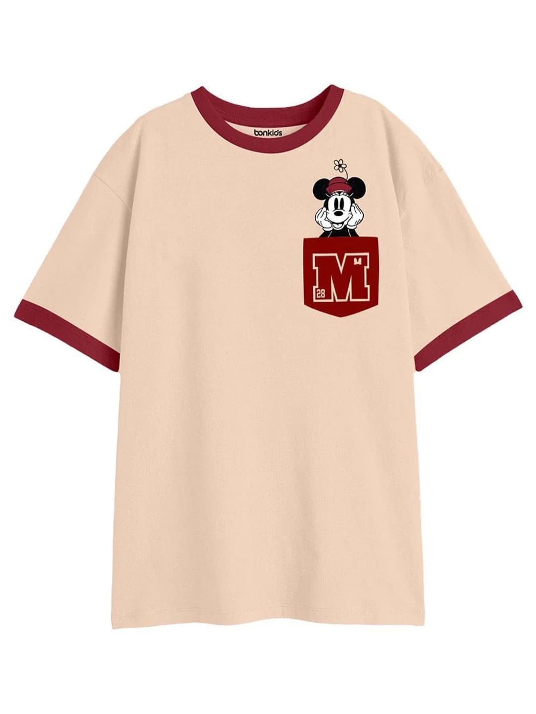 Girls Pink Casual Printed Regular Fit Half Sleeves Tshirt