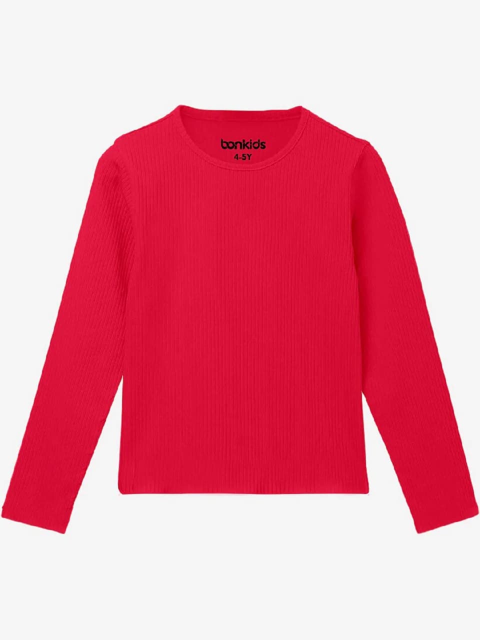 Girls Red Casual Solid Regular Fit Full Sleeves Tshirt
