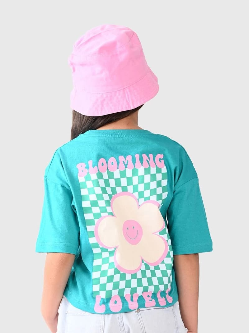 Girls Green Casual Solid Regular Fit Half Sleeves Tshirt