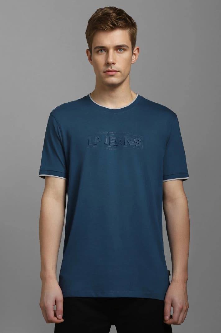 Men's Green Casual Printed Slim Fit Tshirt