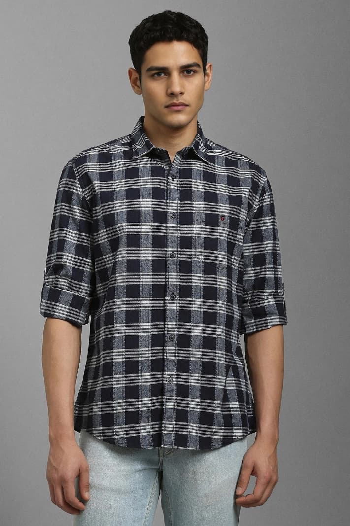 Men's Black Casual Checked Slim Fit Shirt