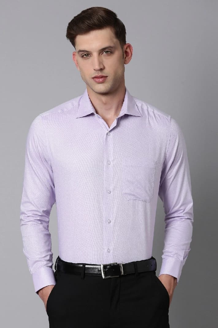 Men's Purple Formal Solid Regular Fit Shirt