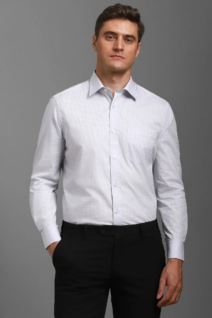 Men's Grey Formal Solid Regular Fit Shirt
