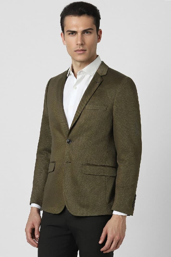 Men's Green Formal Solid Blazer
