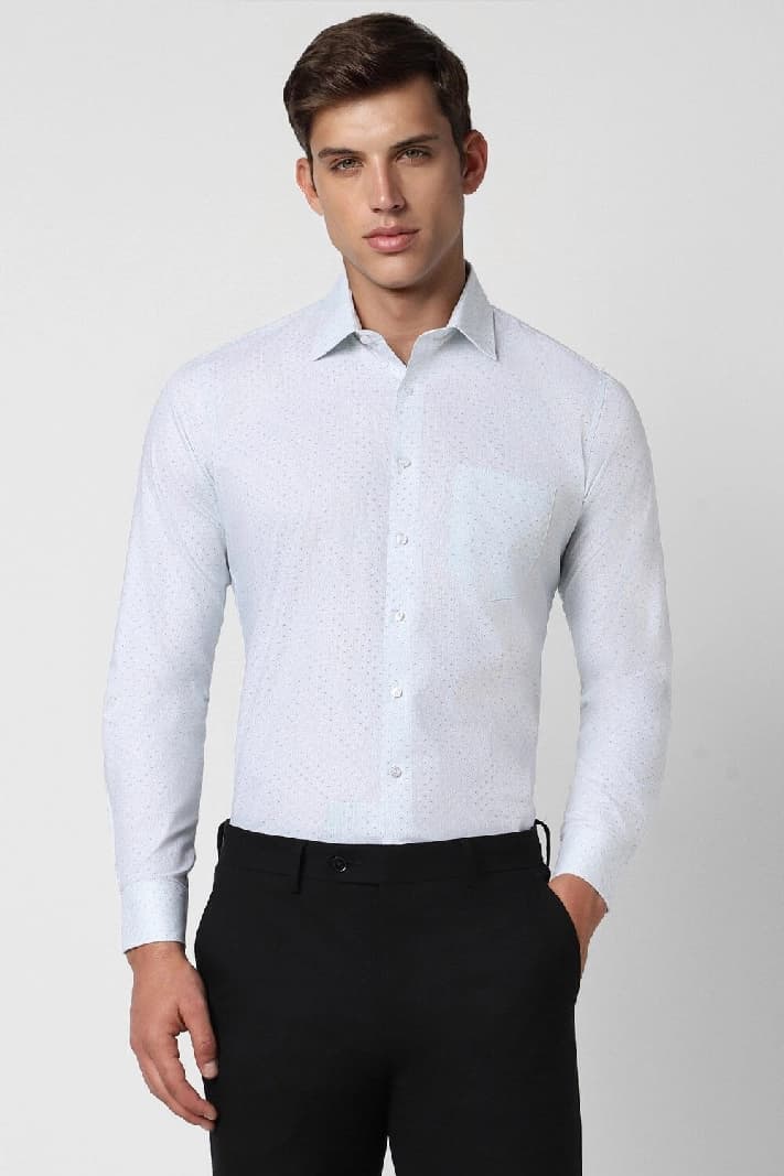Men's Blue Formal Solid Slim Fit Cotton Shirt
