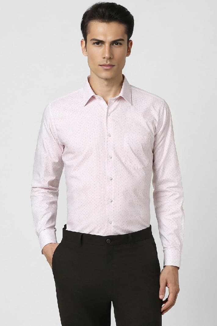 Men's Pink Formal Solid Slim Fit Shirt