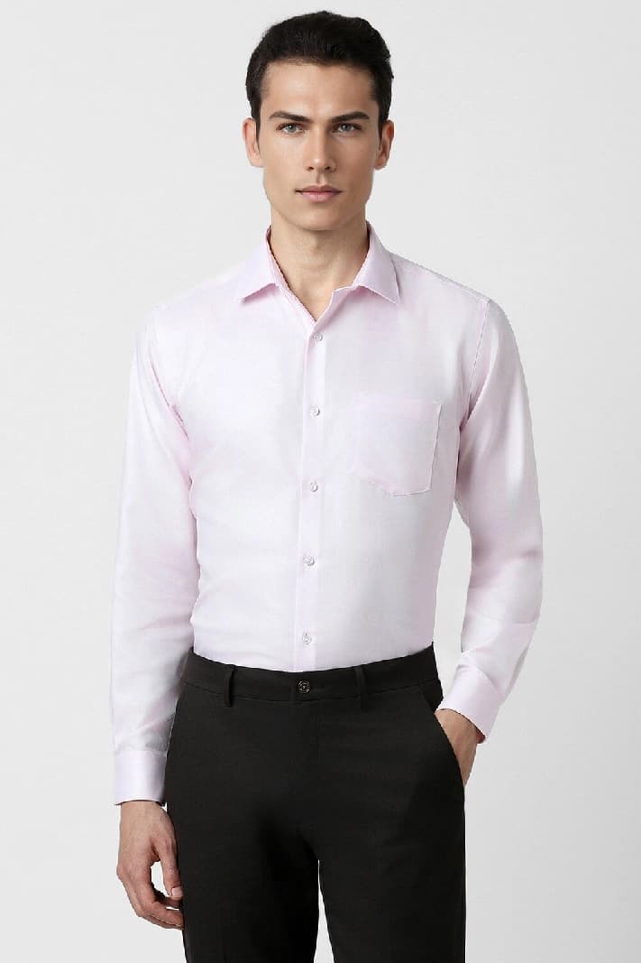 Men's Pink Formal Solid Regular Fit Shirt